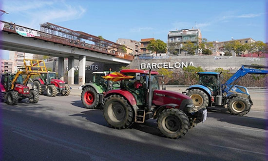 manif des agriculteurs a Barcelone